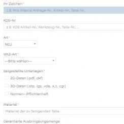 Anfragen für Werkzeuge, Reparaturen, Lasergravur  usw. bequem online versenden